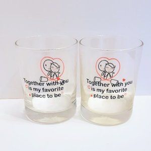 SET OF 2 "TOGETHER WITH YOU…" COUPLE DRINKING GLASSES